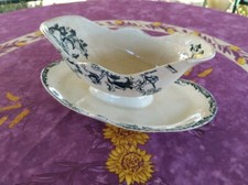 Saucière sur Plateau Jules Vieillard et Cie Bordeaux Service Datura Floral Vert