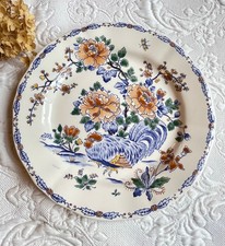 Assiette Plate GIEN Modèle Coq Pivoine Peint à la main Diam 26 Cm