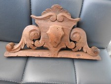ANCIEN FRONTON EN BOIS SCULPTE HORLOGE MEUBLE MIROIR CADRE CLOCK UHR PENDULE