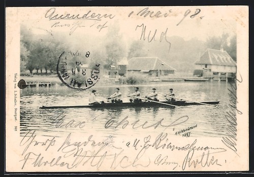 Carte postale bateau rames - carte,