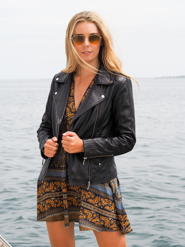 Veste noire cuir - noire, en