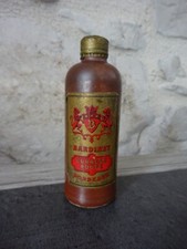 Mignonnette bouteille céramique grès Bardinet curaçao rouge cl non ouvert pleine