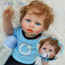 Poupées Reborn En Vinyle Souple Et Silicone Corps Entier Cheveux Bouclés 46cm