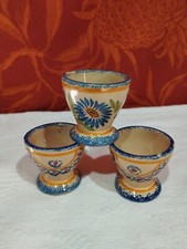 lot de 3 anciens coquetiers en faience henriot quimper
