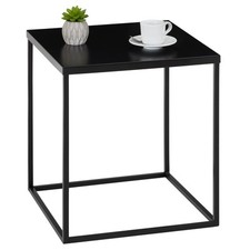 Table d'appoint carré table à café petite table basse bout de canapé métal noir