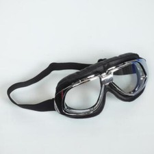 Lunette aviateur chromé et noir look rétro vintage pour casque bol jet moto ou
