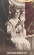 CP PATRIOTIQUE JOLIE ALSACIENNE CARTE POSTALE CORRESPONDANCE ARMEE DRAPEAU 31487