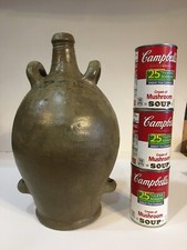 Antique Ovid Jug Stoneware 4 Handle Rare French Folk Art Primitive Kitchen