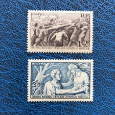 2 timbres entr'aide d'hiver 497 498 LUXE neufs sans charnière** 