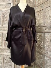 Neuf Kimono peignoir ERES taille de soie satin noir T38/40 + pochon