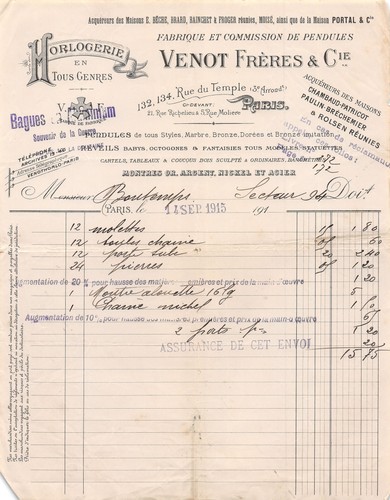 Facture 1915 outils - 1915,
