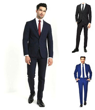 Vêtement Homme 50 52 54 Bleu Costume Slim Fit Classique Élégant Pour Cérémonie