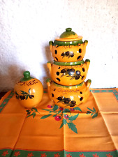 Ensemble Provençal Pots oignons - Echalotes - Ail - + Pot Eponge  en Céramique -