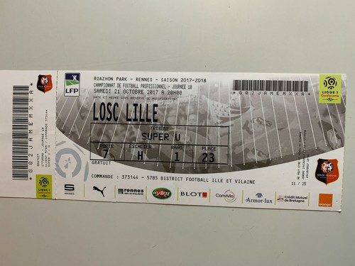Ticket match rennes lille 21 - ticket,
