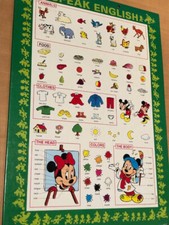 Tableau d'apprentissage  "I Speak English"  - Mickey & Minnie - Walt Disney