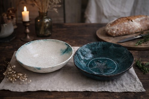 Assiettes céramique turquoise - céramique,