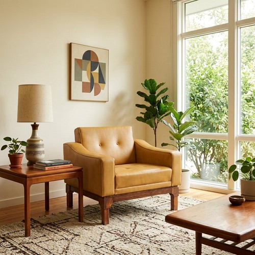 Fauteuil vintage simili cuir - vintage,