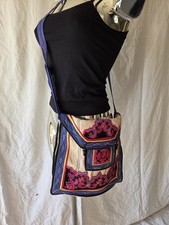 Sac à Main Fourre Tout Bandoulière Coton Ethnique Bleu Rose