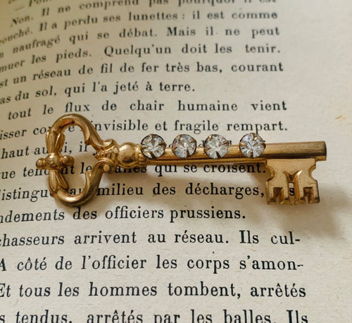 Broche ancienne plaque cle - plaque,
