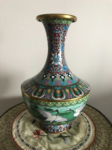 Cloisonne vase bronze emaux - cloisonne,