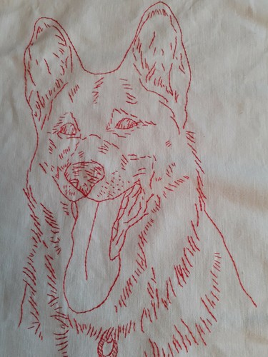Coupon tissu blanc - chien, loup
