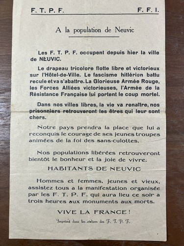 Neuvic libération ftpf 1944 - neuvic,