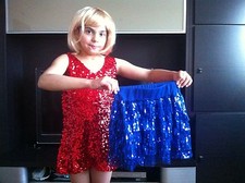 Costume Deguisement Fille Theme Disco Tunique Jupe Pailletes Perruque Blonde 