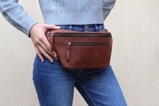 Sac banane femme en cuir de qualité, Sac en cuir femme pour voyage, Sac ceinture