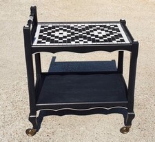 Desserte Vintage Damier Noir et Blanc Création Française 