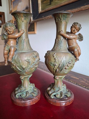 Paire vases régule art - vases,