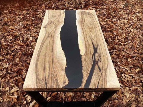 Black epoxy wood table - black,
