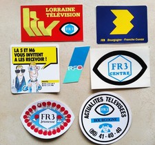 Lot 7 autocollants FR3 M6 La cinq RFO chaîne TV télévision vintage média 