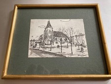 Alphonse Quizet dessin encre signée Paris Montmartre Caulaincourt Belleville art