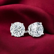 Boucles d'oreilles clous diamant pour femmes coupe ronde 1,50 ct créée en lab...