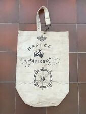 SAC A PAQUETAGE BLANC DÉCORÉ DE LA MARINE NATIONALE ANCIEN OCCASION N°4