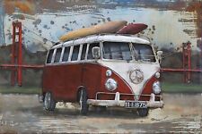 Cadre En Métal Fait Main Van Hippies Années 70 120 CM X 80 CM Décoration