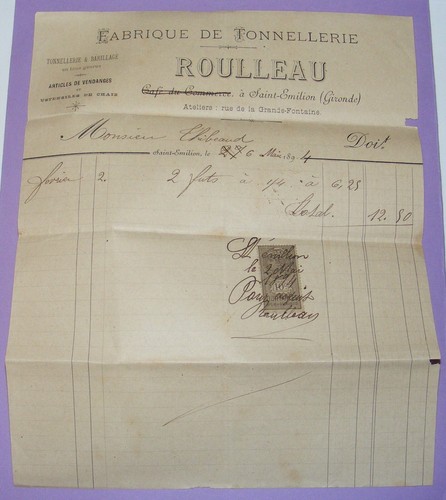 Facture saint emilion 1894 - saint-emilion,