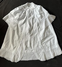 French Christening Cape Vintage in Cotton Pique with Exceptional Hand Embroidery