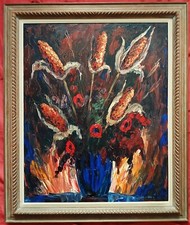Magnifique grande huile  par Albert Vagh Weinmann " bouquet de fleurs "