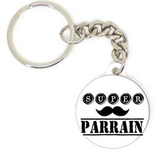Porte clé badge SUPER PARRAIN