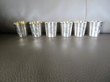 6 verres à liqueur ou vodka argent intérieur vermeil orfèvre CT (140gr) monog AS