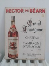 enseigne publicitaire ancienne sur carton rigide  : Hector de Bearn Armagnac
