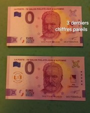 2  Billets 0 Euro souvenir Victor Hugo UEZT dont OR 10 ieme anniversaire 2000 Ex