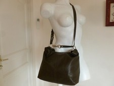  SAC ITALIEN BESACE CUIR VACHETTE SOUPLE FOULONNE ENTRE VERT BRONZE ET MARRON