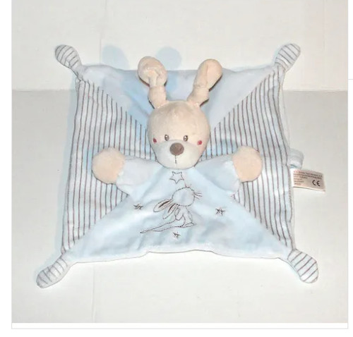 Doudou lapin bleu nicotoy - lapin,