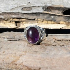 Bague en argent sterling 925 grande pierre précieuse améthyste toutes tailles...