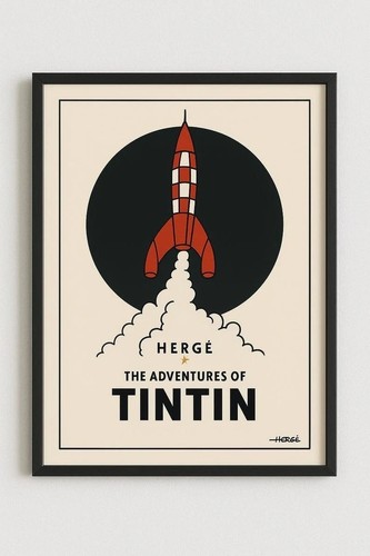 Tintin rocket art - tintin, retro