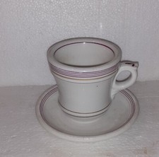 ANCIENNE GRANDE TASSE BRÛLOT MAZAGRAN AVEC SOUCOUPE (FILET ROUGE) 19 ème SIECLE