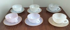 6 tasses et soucoupes à café irisées Arcopal gamme Arlequin