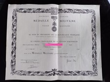 Diplôme Médaille militaire